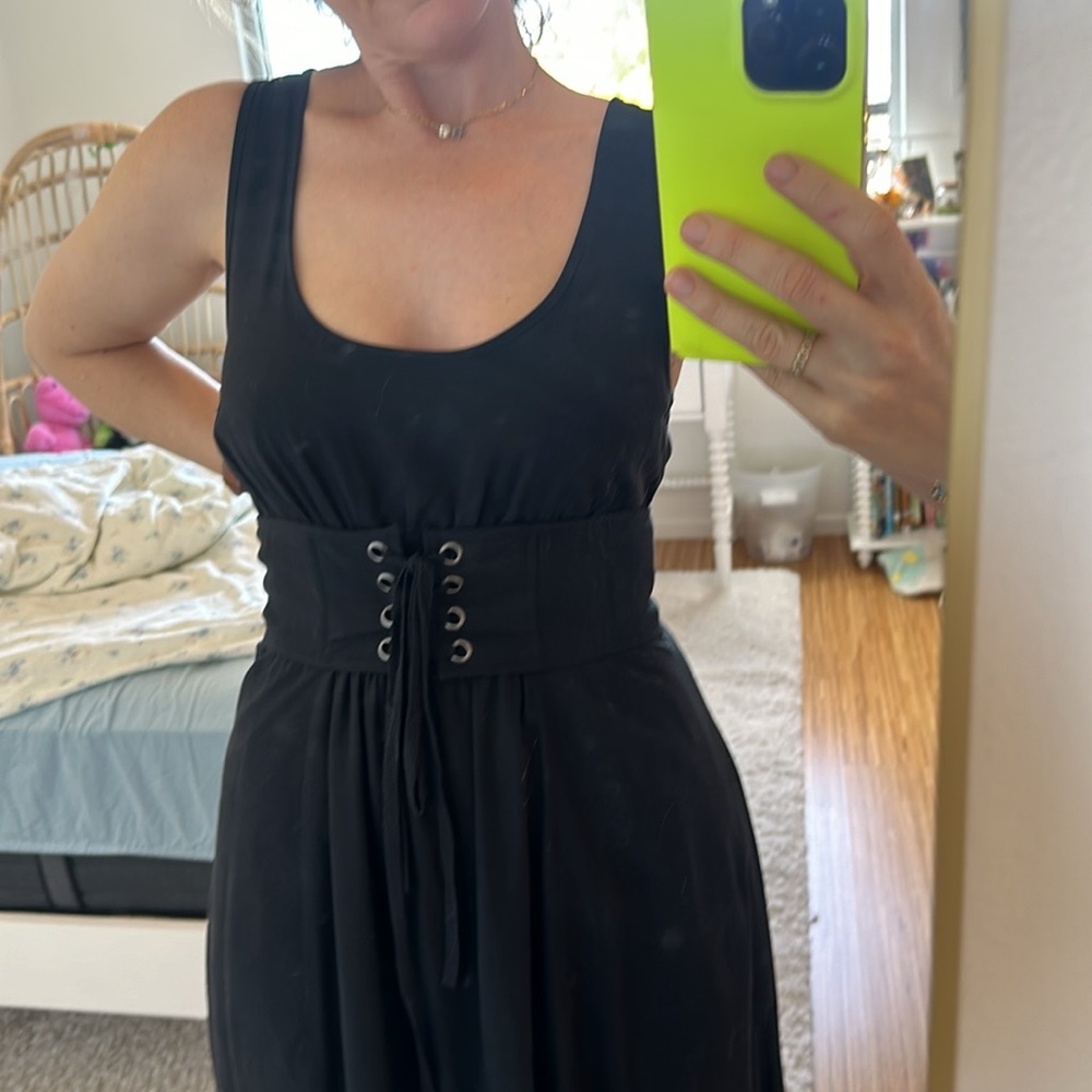 Plenty by Tracy Reese for Anthropologie. Black dress with corset detail.